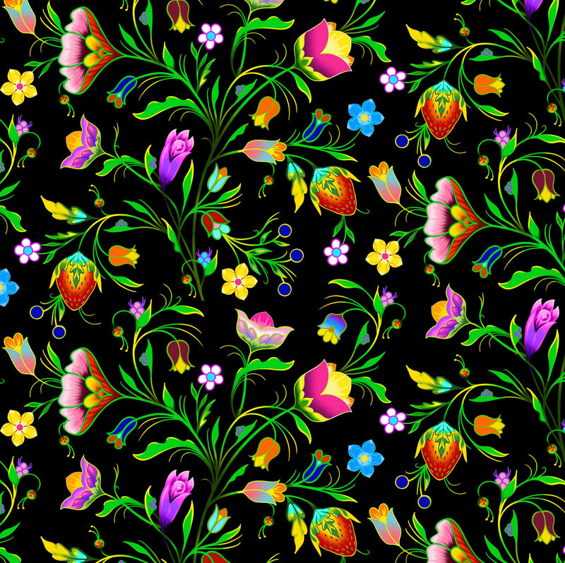 Turtle Island - Floral - Black