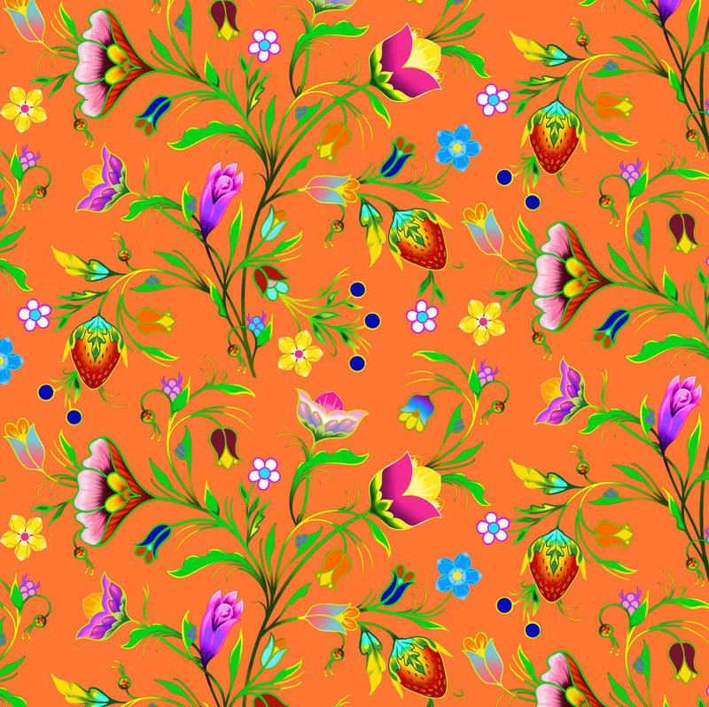 Turtle Island - Floral - Orange