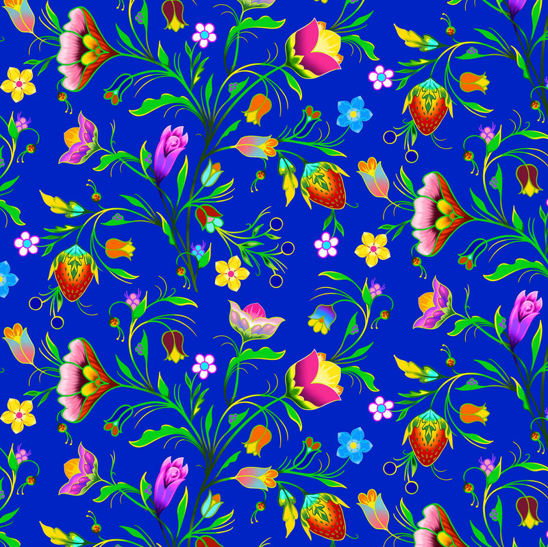 Turtle Island - Floral - Blue