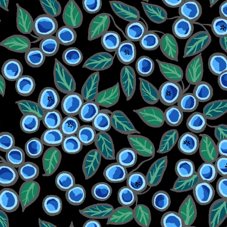 Blueberry Bear - All Over Berries - Black