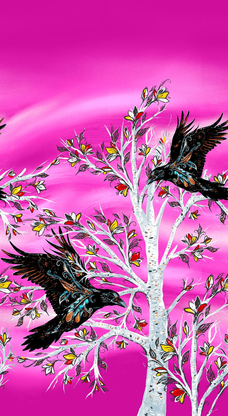 Raven Tree - Single Border Metallic - Pink