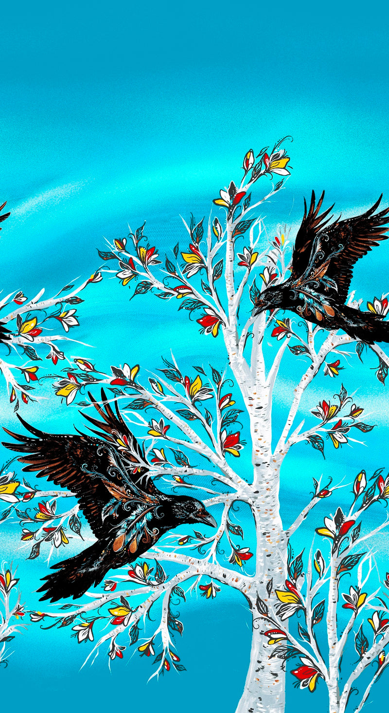 Raven Tree - Single Border Metallic - Turquoise