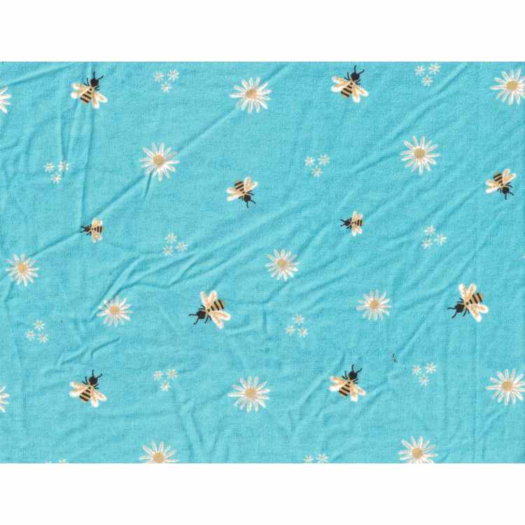 Flannel - Blue with Bees/Daisy