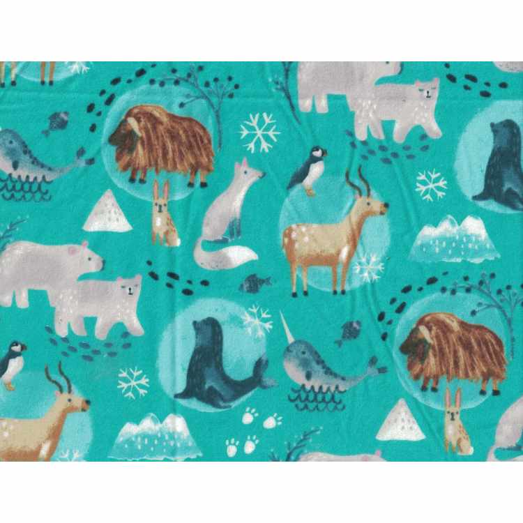 Flannel - Teal with Animals