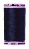 Mettler Silk-Finish Mercerized Cotton Thread, Color 0827, Dark Blue