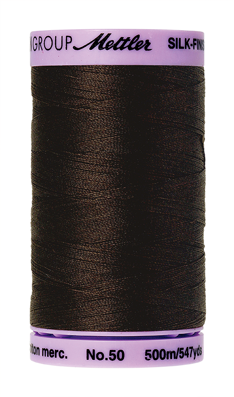 Mettler Silk-Finish Mercerized Cotton Thread, Color 1002, Very Dark Brown