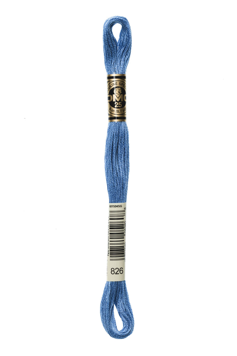 DMC 0826 Cotton 6 Strand Floss Medium Blue