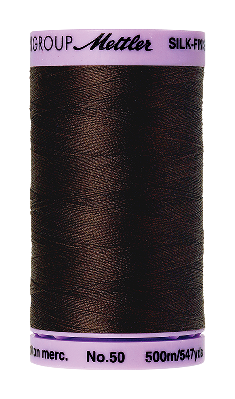 Mettler Silk-Finish Mercerized Cotton Thread, Color 1382, Black Peppercorn