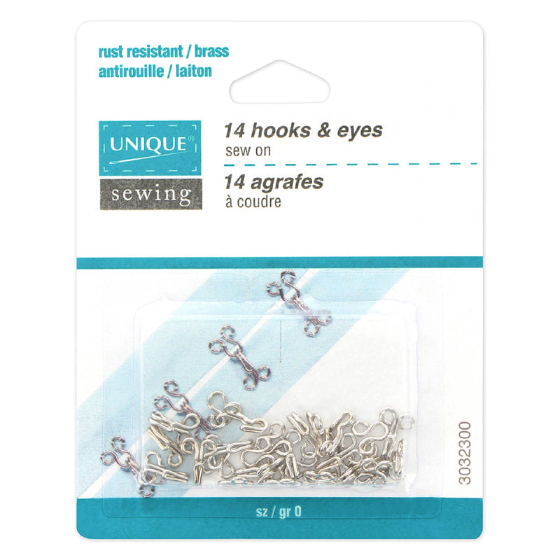 Unique 14 hook and eyes- silver