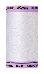 Mettler Silk-Finish Mercerized Cotton Thread, Color 2000, White