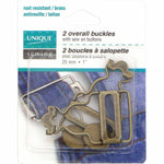 Unique 2 overall buckles 25mm - Antique Gold