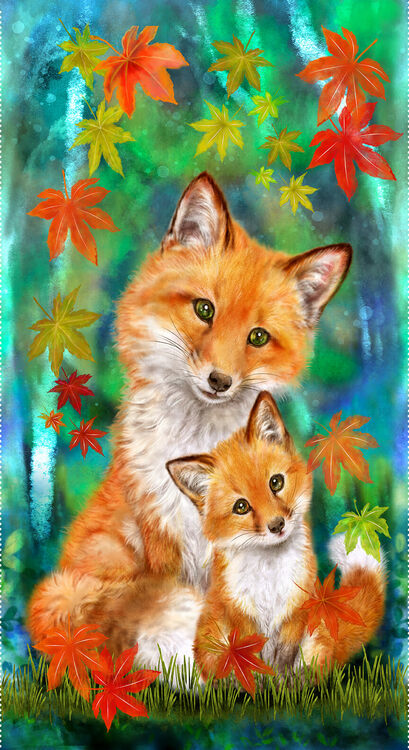 Auburn Fox - Mom Fox and Cub Banner Panel