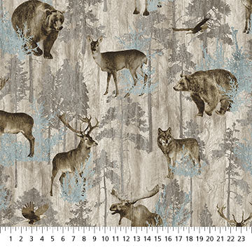Timberland Trail -Animals/Trees- Cream - Flannel