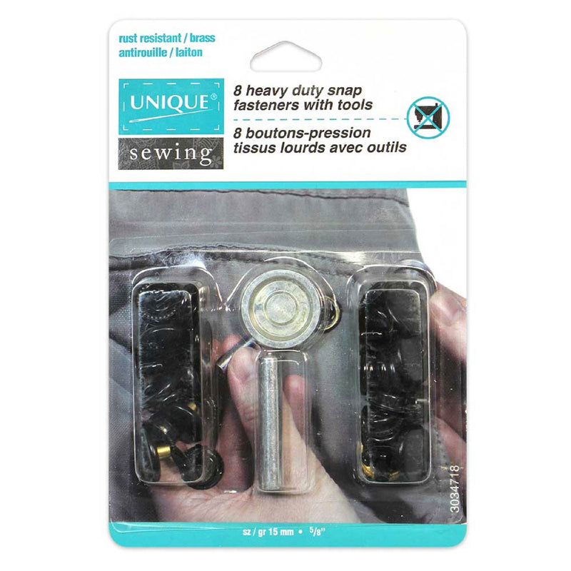 Unique 8 heavy duty snap fasteners with tools - black