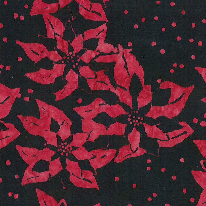 Cantik Batiks -Poinsettia Red Black