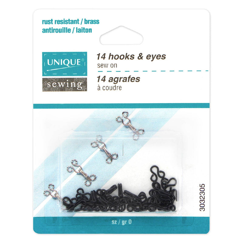 Unique 14 hooks and eyes - black