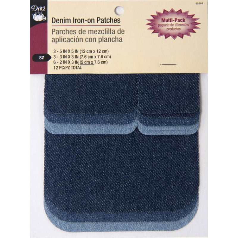 Dritz denim iron on patches - multi pack