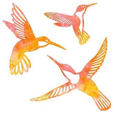 Laser Cut Applique - Hummingbird - Orange/Pink/Yellow