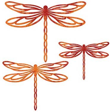 Laser Cut Applique - Dragonfly- Red/Orange