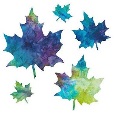 Laser Cut Applique - Maple Leaves Blue/Purple/Green