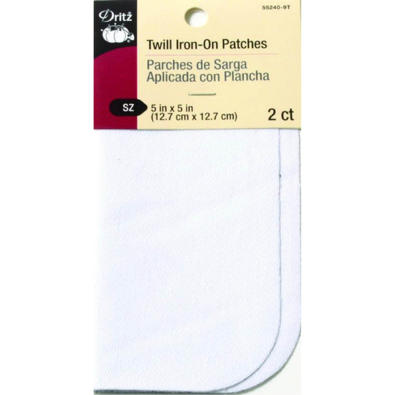 Dritz twill iron on patches - white